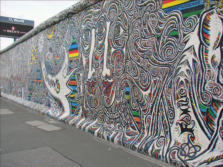 Murals on the Berlin Wall in East Side Gallery