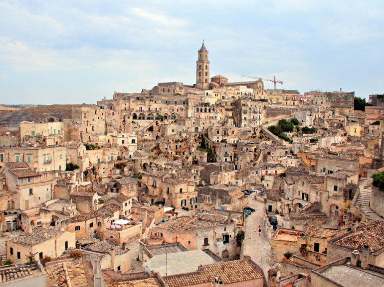 the city of Matera built with pale stone
