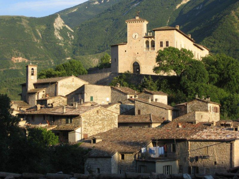 The village of Piobbico, overlooke by the castle of Brancaleoni family