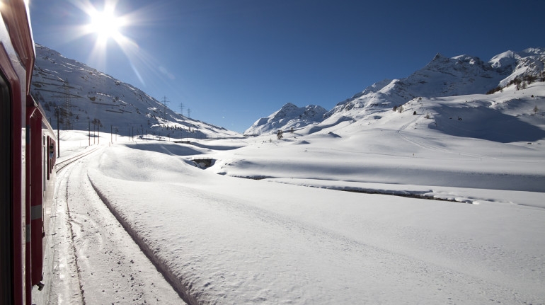 Bernina pass covered by the snow