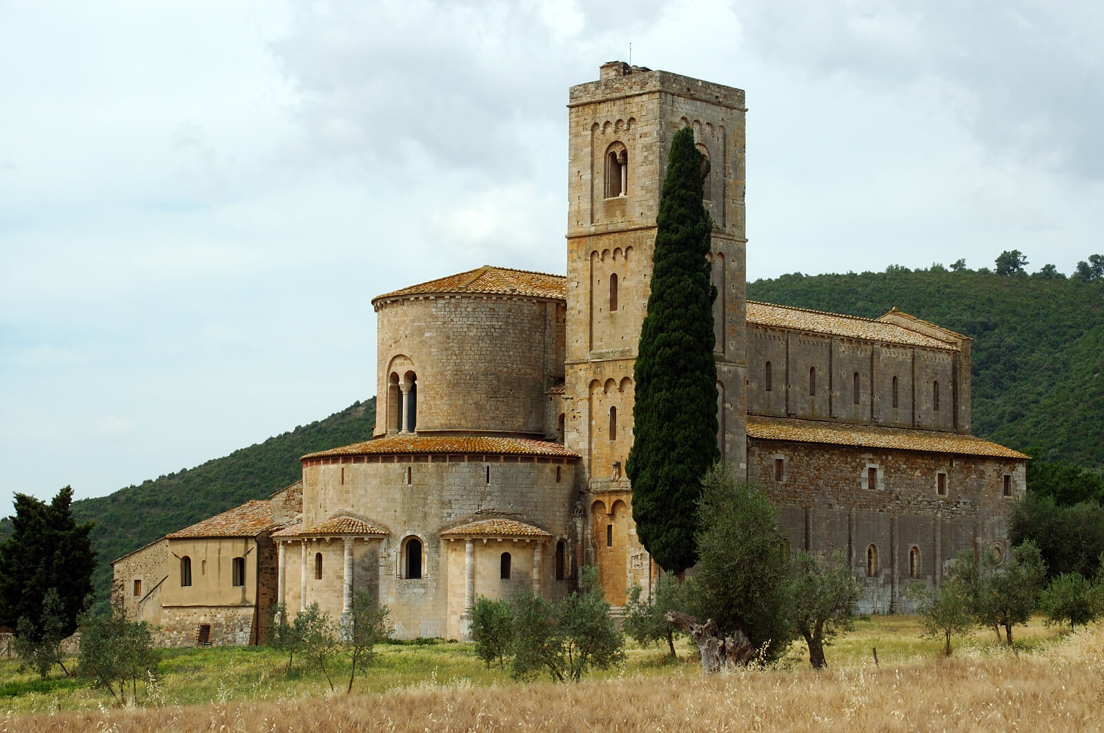 View of the abbey of Sant'Antimo (Siena) from outside