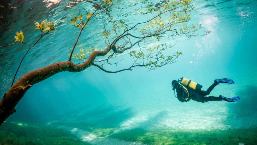 scuba diving in the Green Lake, Austria