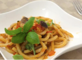 Siena pici pasta with mushrooms