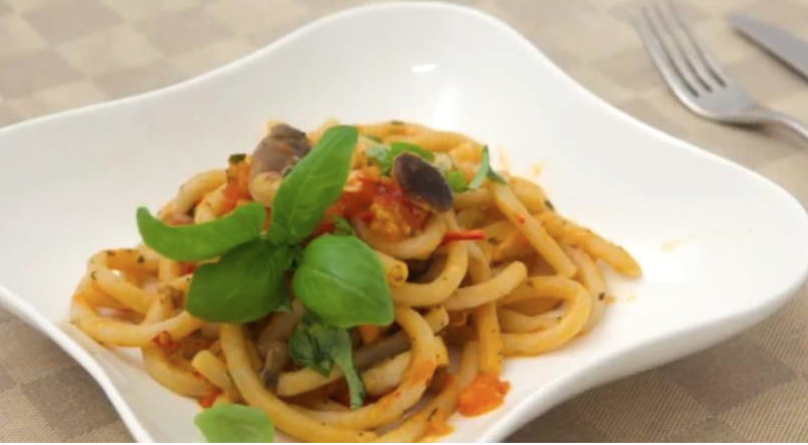 Siena pici pasta with mushrooms