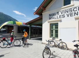 Train and bike in Mals, Malles (South Tyrol)