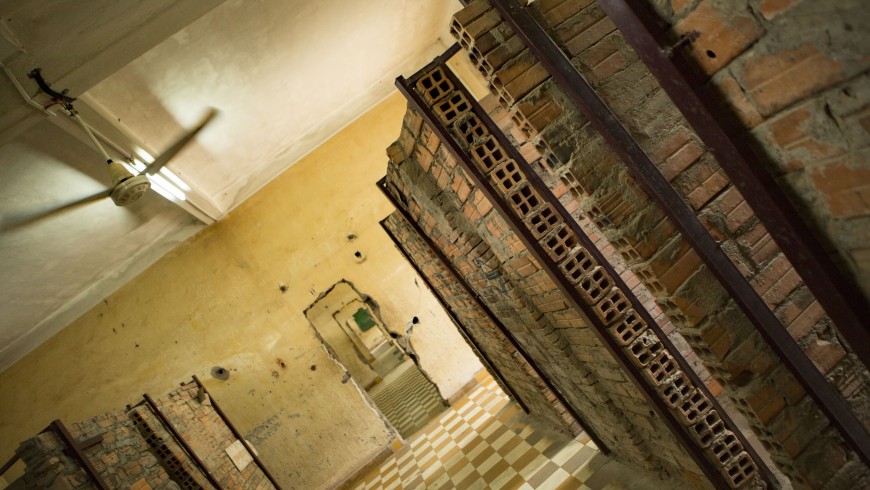 The tiny, improvised cells in Tuol Sleng prison, Phnom Penh, Cambodia