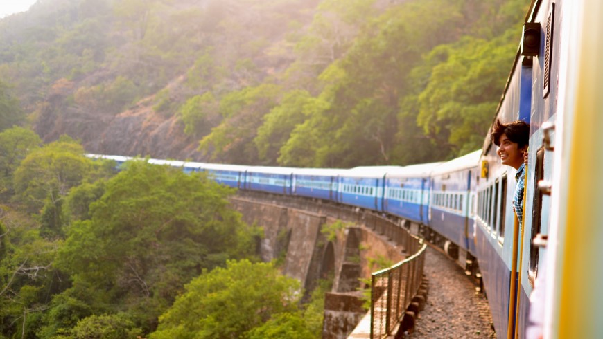 Moving train - the train and carpooling are the most eco-friendly ways of travelling