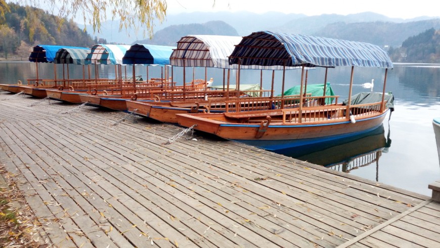 Typical wooden boats on Bled's lake, photo by Silvia Ombellini