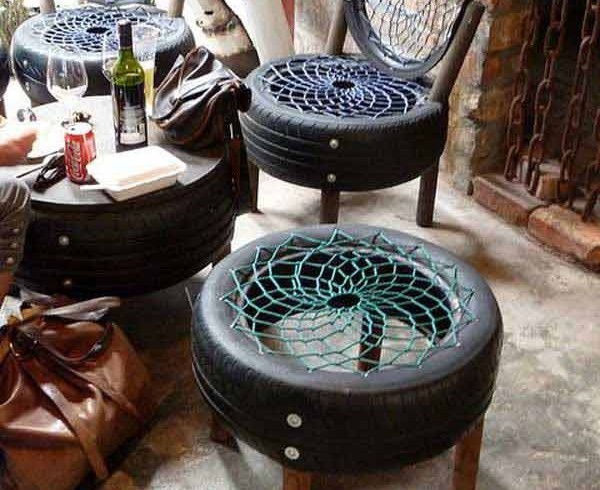 Living room made from old tires, photo via Pinterest