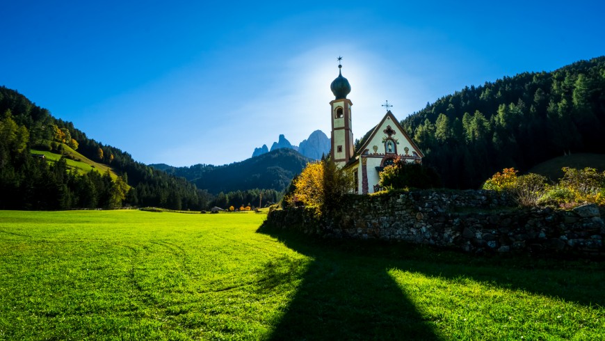 A walk to San Giovanni Church, Val di Funes, South Tyrol, Italy