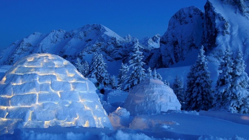 A snow experience in an igloo