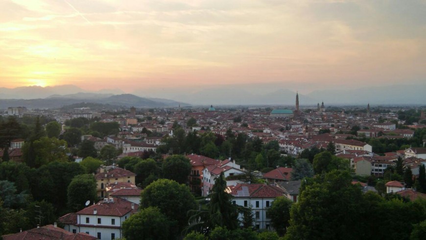View of Vicenza at sunset from Monte Berico