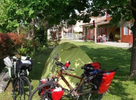 tent and bikes