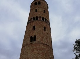 Round bell tower, medieval made with bricks