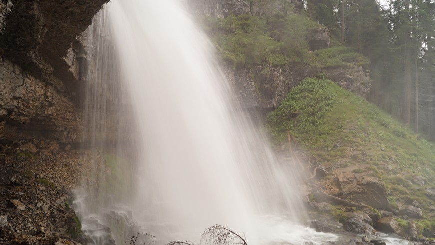 Crystal clear waterfall in a rocky landscape