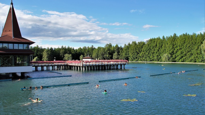 In Hévíz, Hungary, one of the largest thermal lakes in the world,