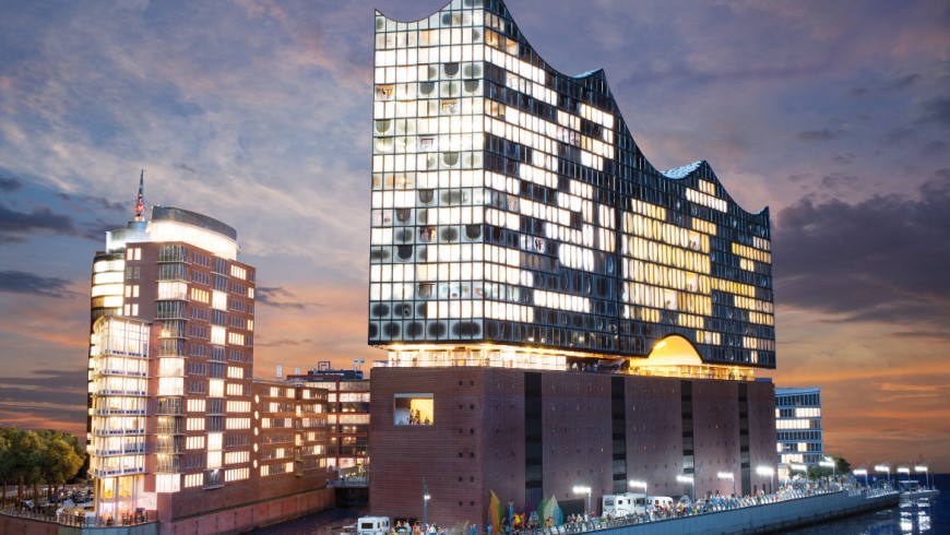 The building of the Hamburg Elbphilharmonie, reproduced in Miniatur Wunderland, photo via Miniatur Wunderland