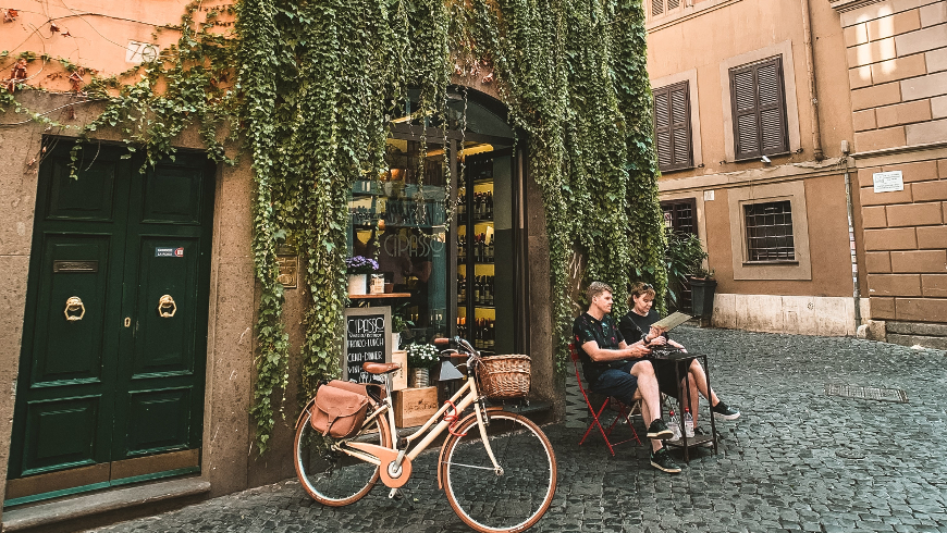 local café in Rome, Italy