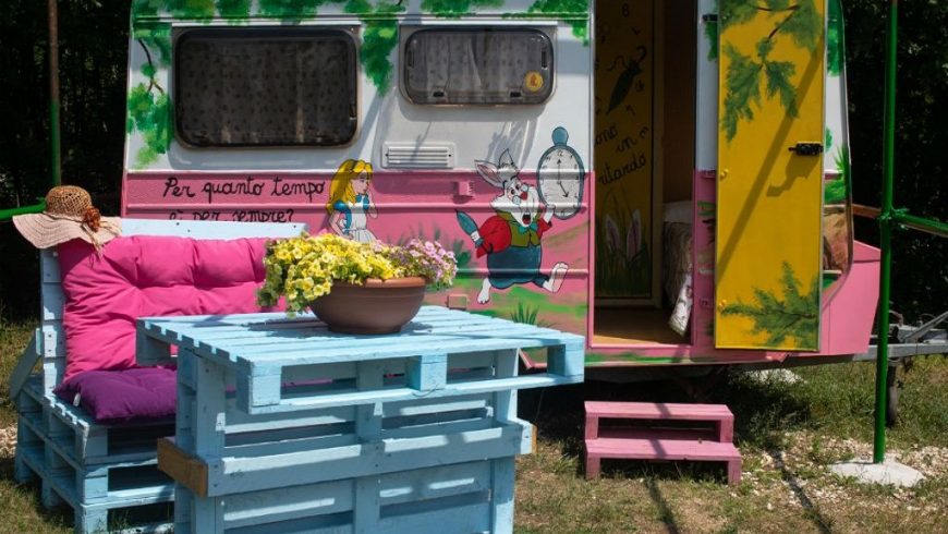 "Alice in Wonderland" themed caravans