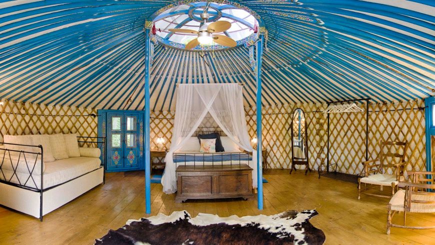 Inside a yurt
