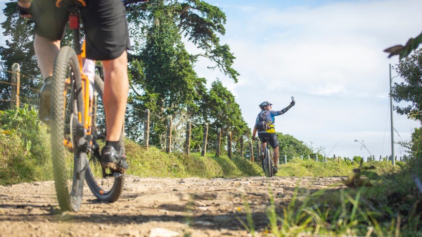Cycling in a countryside path