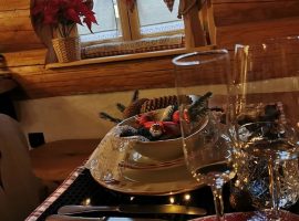 Elegant set table in Divjake Log Home