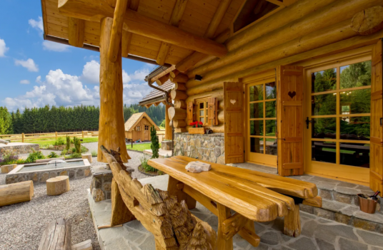 External wooden table