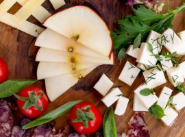 Vegetables, fruit and cheese