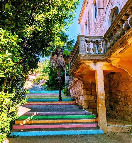 Colourful staircase in Iž island