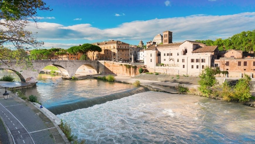 Magnificent sight of trastevere from tevere