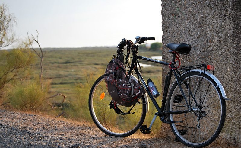 bike leaning on the wall in Girona