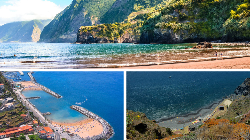 Beaches in Madeira. Photos by visitmadeira.pt, wikipedia.org, tropicasamadeira.com