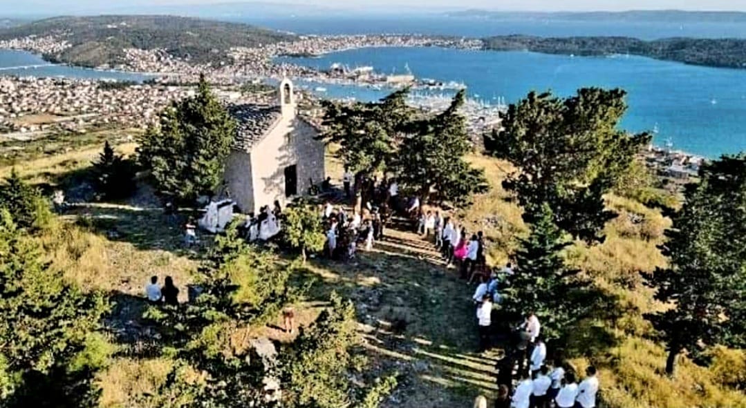 Green Wedding at the historic Church of St. Elijah, Croatia