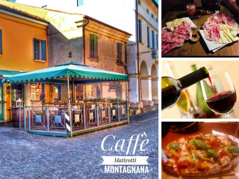 Il Caffé Matteotti a Montagnana, e alcune specialità tipiche locali.