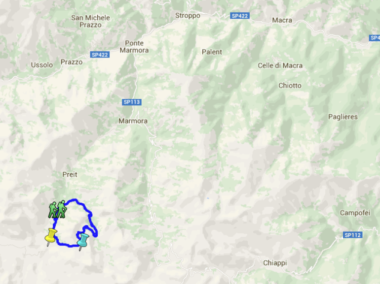 Route map in Maira Valeey towards Lake Nero