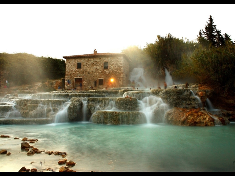 The natural pools of Saturnia made by small waterfalls