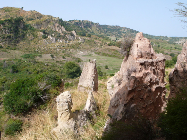 Natural Pinnacles  along the route to the Canyon of Timpe Rosse, one of the most beautiful canyons in Calabria, Italy