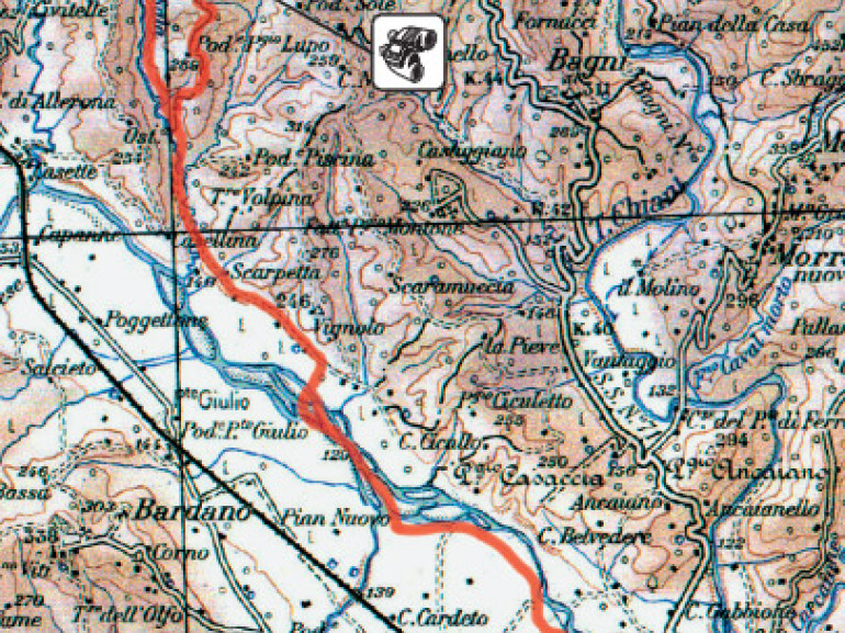 Map of the Bike Tour between the Badlands, Umbria, Italy