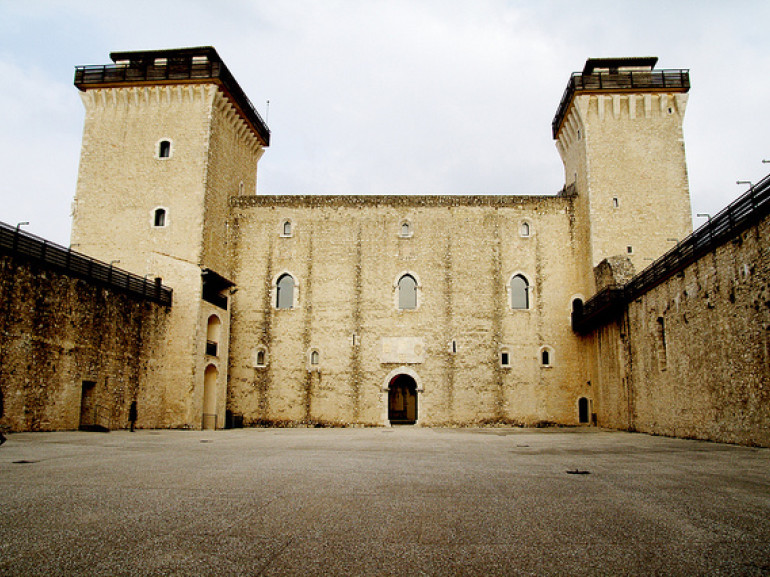 This is the army's backyard inside Albornoz's Fortress in Spoleto. Photo by Luca via Fllickr