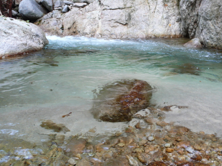 Natural swimming pool along the river Assi, Calabria