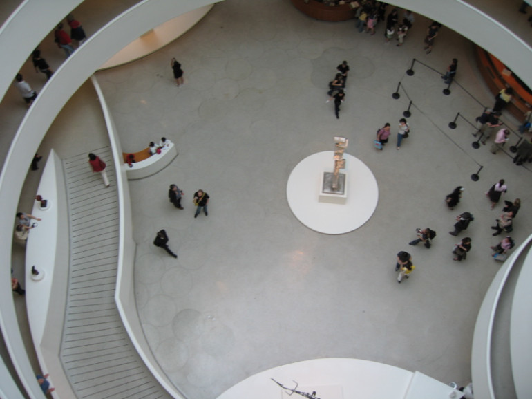 the circular central room of the museum seen from the top