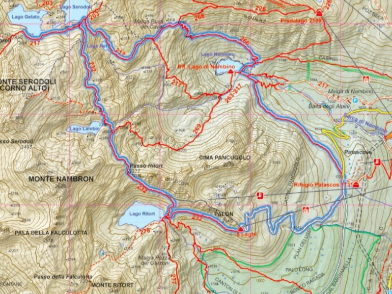 Map of the itinerary of the tour of the 5 lakes