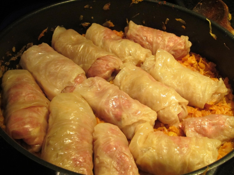 Sour futog cabbage, dish called "sarma" with vegetables and meat