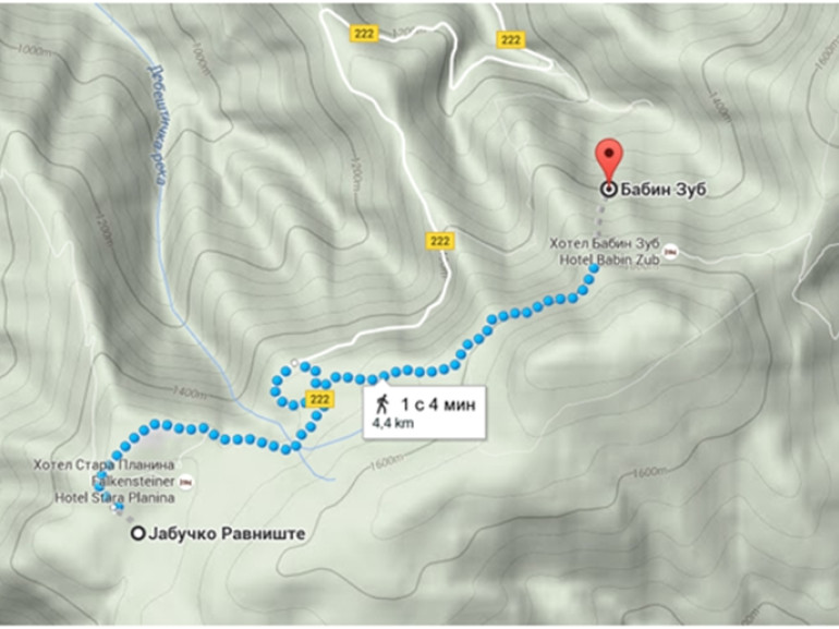 Map of Trekking tour to Babin Zub