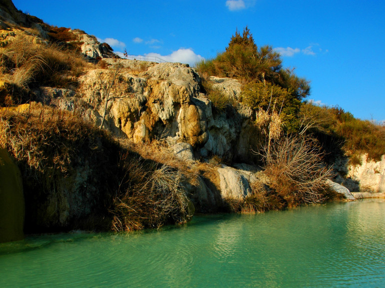 Natural hot spring where you can have a free bath in Bagno Vignoni, Tuscany