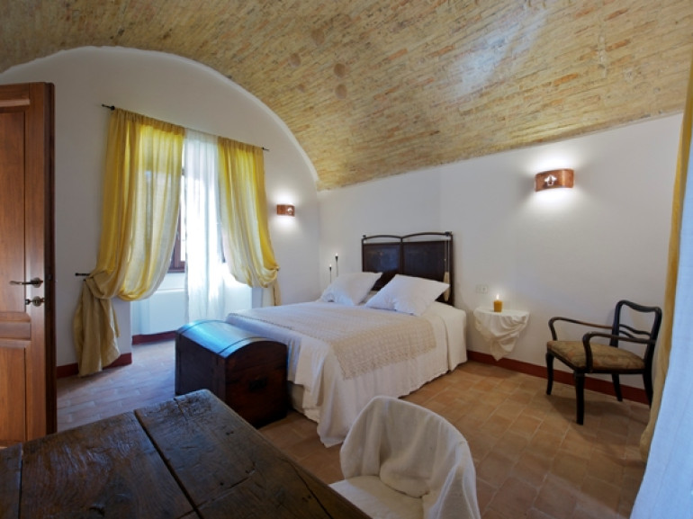 A room of Botonta castle, converted into an ecofriendly hotel in Umbria, Italy.