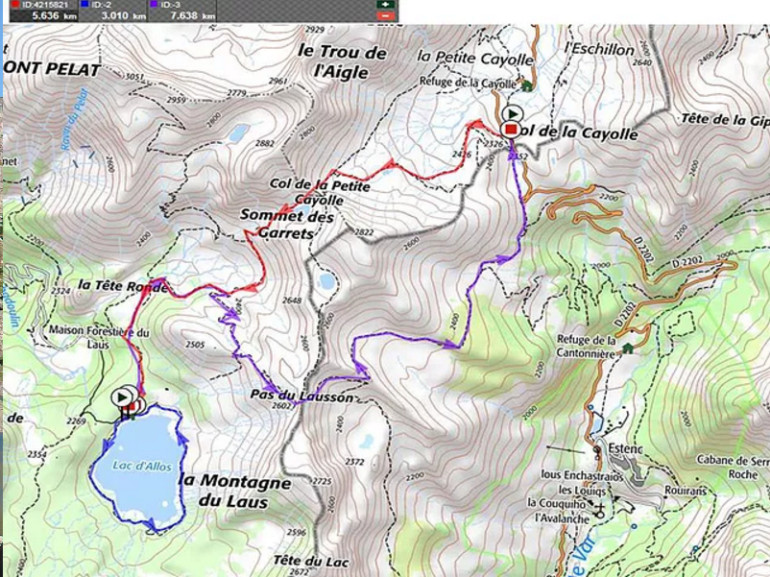 Itinerary to the lake d'Allos.