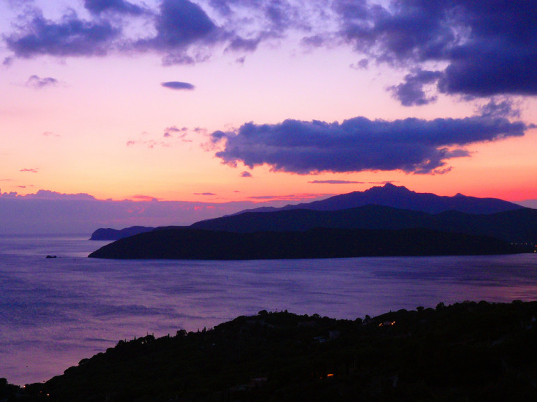 Sunset in the Isle of Elba, a green oasis with tuscan arcipelago