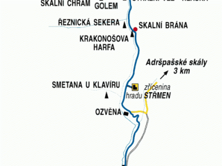 Map of Teplicke Rocks